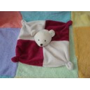 CMP SOS DOUDOU OURS ECRU ROUGE BORDEAUX PLAT