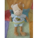 MOTS D'ENFANTS SOS DOUDOU VACHE GIRAFE ECRU BEIGE PULL BLEU