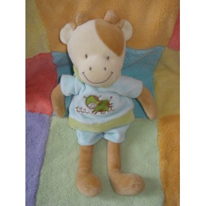 MOTS D'ENFANTS SOS DOUDOU VACHE GIRAFE ECRU BEIGE PULL BLEU