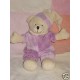 CMP DOUDOU PELUCHE OURS ECRU HABIT CARRE ROSE VIOLET