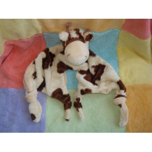 DIVERS DOUDOU PELUCHE GIRAFE PLATE MARRON ECRU NOEUD HAPPY HORSE