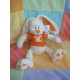 MAXITA DOUDOU PELUCHE LAPIN CHIEN ECRU BLANC HAUT ORANGE COUCOU 