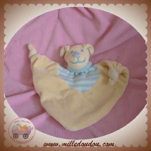 JOLLYBABY SOS DOUDOU CHIEN PLAT TRIANGLE SAUMON BLEU RAYE 