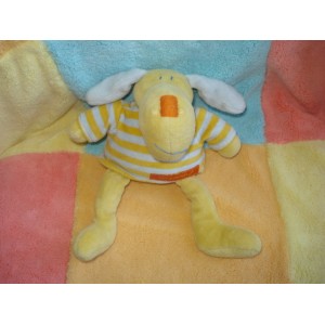 MARESE DOUDOU PELUCHE CHIEN JAUNE GRIS PULL LES RAPIDOS