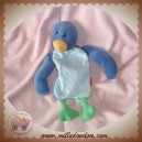 JACADI DOUDOU PINGOUIN PLAT BLEU HOCHET PIEDS VERT SOS