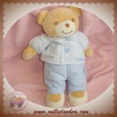 TAKINOU DOUDOU OURS BEIGE HABIT BLEU RAYE COEUR HOCHET SOS