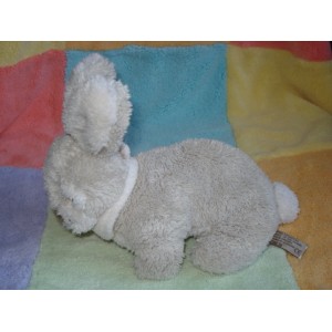 BUKOWSKI DOUDOU PELUCHE LAPIN ECRU BEIGE CLAIR BANDANA