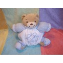 KALOO DOUDOU OURS BEIGE BOULE BLANC BLEU ENFANT BRAS PLUME