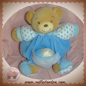 KALOO DOUDOU OURS BEIGE LAGOON CORPS BLEU POISSON HOCHET