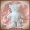 PETIT BATEAU SOS DOUDOU OURS TISSU RAYE BLEU COEUR NEZ