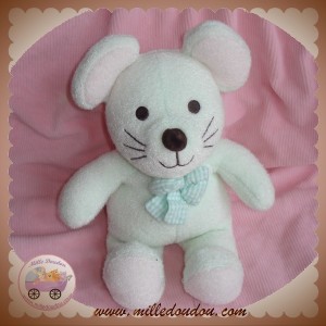 LUMINOU DOUDOU PELUCHE SOURIS VERTE NOEUD PAPILLON JEMINI