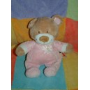 NICOTOY DOUDOU PELUCHE OURS BEIGE CORPS ROSE MARGUERITE FLEUR