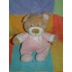 NICOTOY DOUDOU PELUCHE OURS BEIGE CORPS ROSE MARGUERITE FLEUR