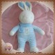 KLORANE SOS DOUDOU PELUCHE LAPIN VELOURS BLEU