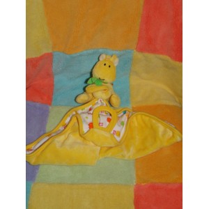 M DOUDOU GIRAFE DRAGON JAUNE MOUCHOIR ANNEAU DENTITION