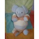 SUCRE D'ORGE DOUDOU PELUCHE ELEPHANT BLEU ECRU ORANGE JAMBES ELA