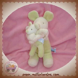 SUCRE D'ORGE SOS DOUDOU SOURIS AVEC BEBE BLANC ET VERT