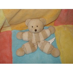 CMP DOUDOU PELUCHE OURS BEIGE CORPS RAYE BILLES TAILLE RESSERRE
