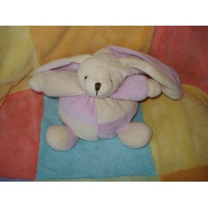 CMP DOUDOU LAPIN CHIEN BOULE ECRU CARRE ROSE MAUVE