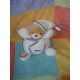 TAKINOU DOUDOU PELUCHE OURS BEIGE CORPS BOULE BLANC LISERET BLEU