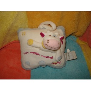 BABYNAT BABY NAT DOUDOU VACHE BLANCHE COUSSIN MUSICAL