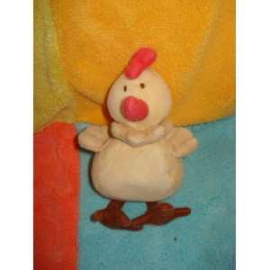 JACADI SOS DOUDOU POULE BEIGE CLAIR ROSE MARRON