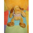 MAXITA SOS DOUDOU CHIEN BEIGE MARRON T-SHIRT RAYE MAUVE VERT