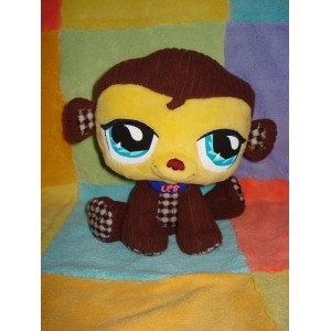 HASTRO PETSHOP DOUDOU PELUCHE SINGE MARRON JAUNE VIPS