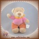 NICOTOY DOUDOU PELUCHE OURS ROSE ORANGE PETIT MODELE