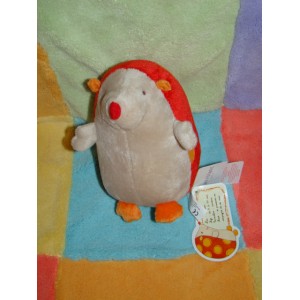 CARREBLANC DOUDOU HERISSON PHILEMON BEIGE ROUGE ROND ORANGE