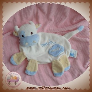 CMP DOUDOU VACHE BLANCHE ET BLEU PLAT EVEIL ET TENDRESSE