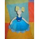 SERGENT MAJOR DOUDOU POUPEE ROBE BLEU NOEUD VERT MARIONNETTE