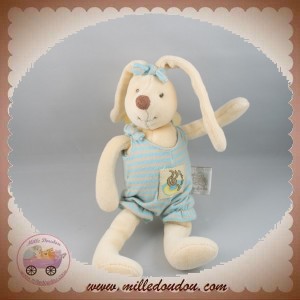 MOULIN ROTY SOS DOUDOU LAPIN MILA CREME ECRU BARBOTEUSE BLEU