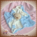 NICOTOY SOS DOUDOU OURS CORPS PLAT ECRU BLEU FLEUR