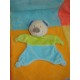 NICOTOY DOUDOU PELUCHE OURS BLANC PLAT ETOILE BLEU VERT