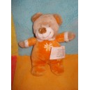 KIABI SOS DOUDOU PELUCHE OURS ORANGE FLEUR 16 CM NICOTOY