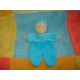 PEPPA DOUDOU PELUCHE LUTIN POUPEE PLATE BLEU TURQUOISE EPONGE BA