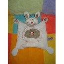 PRENATAL SOS DOUDOU LAPIN PLAT BLANC ROND GRIS NEUF