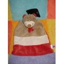 BABY CLUB C&A SOS DOUDOU OURS PLAT BLANC ROUGE BEIGE NEUF