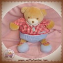 TAKINOU SOS DOUDOU OURS BEIGE VICHY ROUGE BLEU 