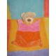 NICOTOY DOUDOU PELUCHE OURS BEIGE PLAT ROSE ORANGE