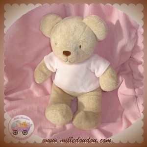 TEX SOS DOUDOU OURS BEIGE HAUT ROSE 26 CM