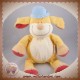 BENGY SOS DOUDOU CHIEN GASTON JAUNE ORANGE ECRU JAMBES 30 CM