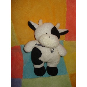 LASCAR DOUDOU PELUCHE VACHE BLANCHE NOIRE TACHETE NOIR OURS