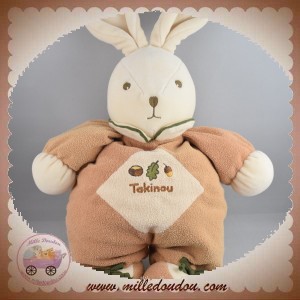 TAKINOU DOUDOU LAPIN BLANC NATURE BEIGE GLAND 33 cm