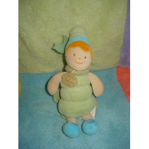 DOUDOU ET COMPAGNIE POUPEE VERTE BLEU AILES FEUILLE