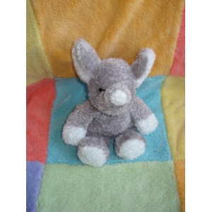 ANNA CLUB PLUSH DOUDOU ELEPHANT GRIS BLANC BOUCLETTE