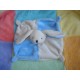 CMP DOUDOU PELUCHE LAPIN ECRU BLEU PLAT CARRE