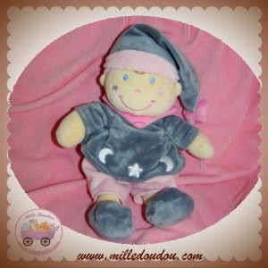 POMMETTE SOS DOUDOU POUPEE FILLE HABIT GRIS ROSE ETOILE LUNE