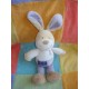 SNC SCA DE BON MATIN DOUDOU LAPIN ECRU BLANC MAUVE